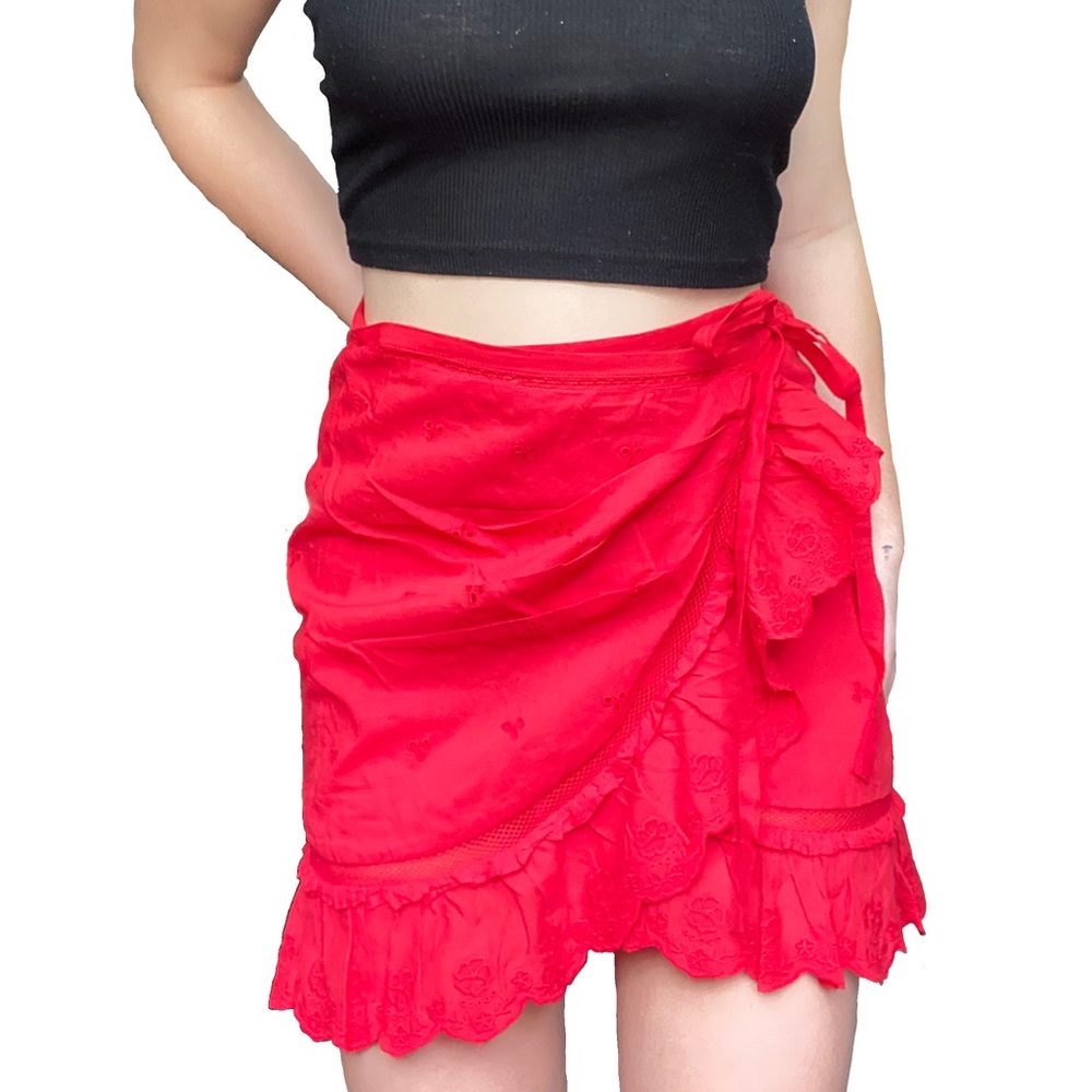 Elegant Red Wrap Skirt
